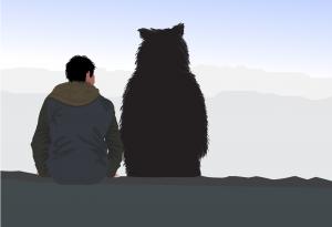 Видео: Любов между мъж и огромна мечка