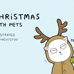 Коледа с домашните любимци: 10 забавни илюстрации