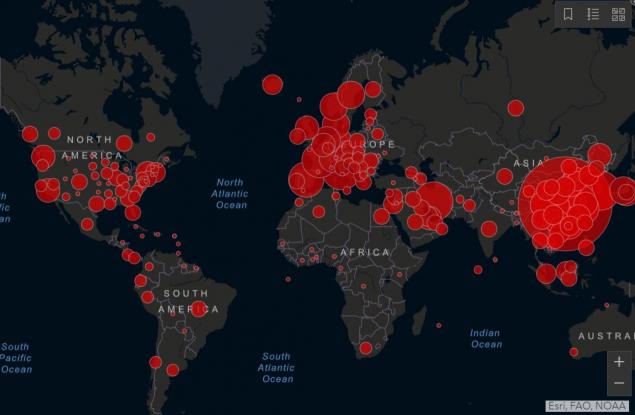 Тази карта показва тревожното разпространение на коронавируса