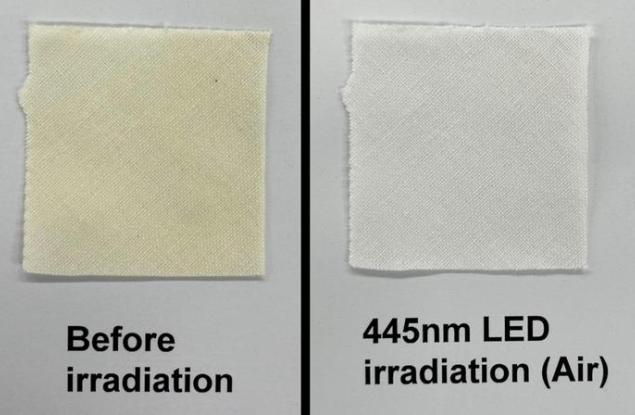 Изследователи премахват жълти петна от тъкани с помощта на синя светлина 