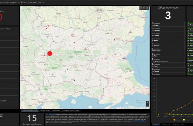 Тази карта показва разпространението на коронавируса в България