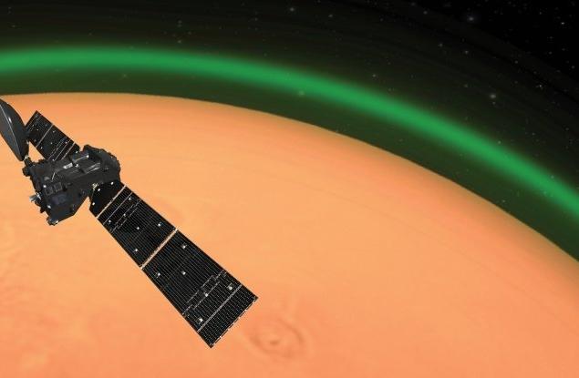 Астрономи засякоха красиво зелено сияние в атмосферата на Марс