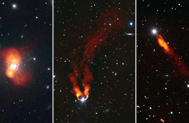 Галактики горят като огньове в тъмното на тези радио снимки