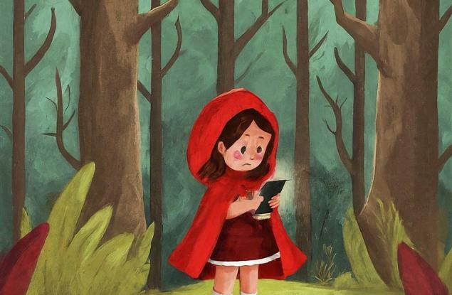 Виц: Ако Червената шапчица имаше фейсбук...