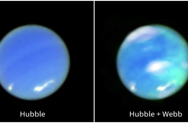 "Джеймс Уеб" засне полярните сияния на Нептун за първи път