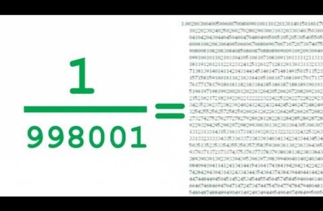 Когато разделите 1 на 998 001, получавате странно число