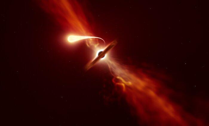 Вижте последния проблясък на звезда, погълната от черна дупка