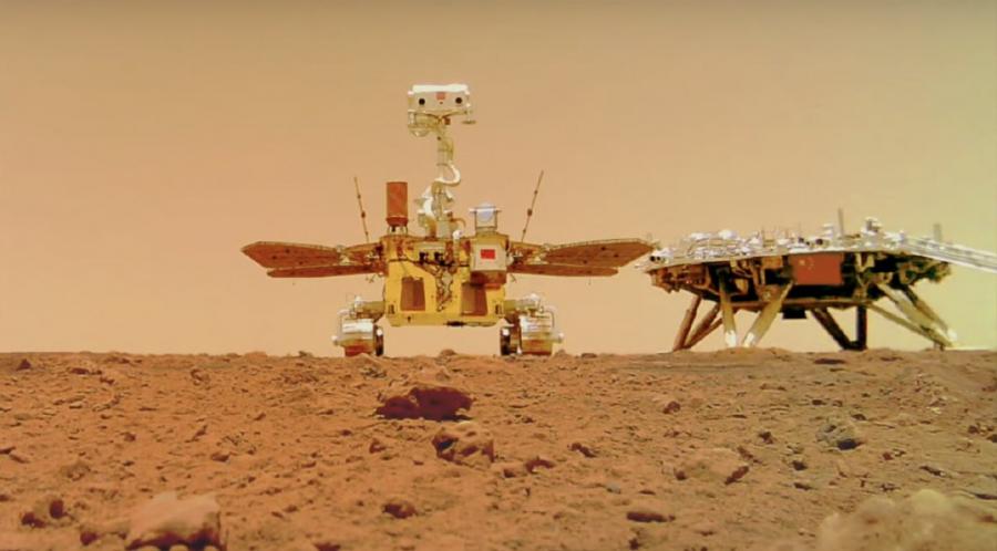 Китайският спускаем апарат „Журонг“ откри гигантски многоъгълни структури, погребани под Марс