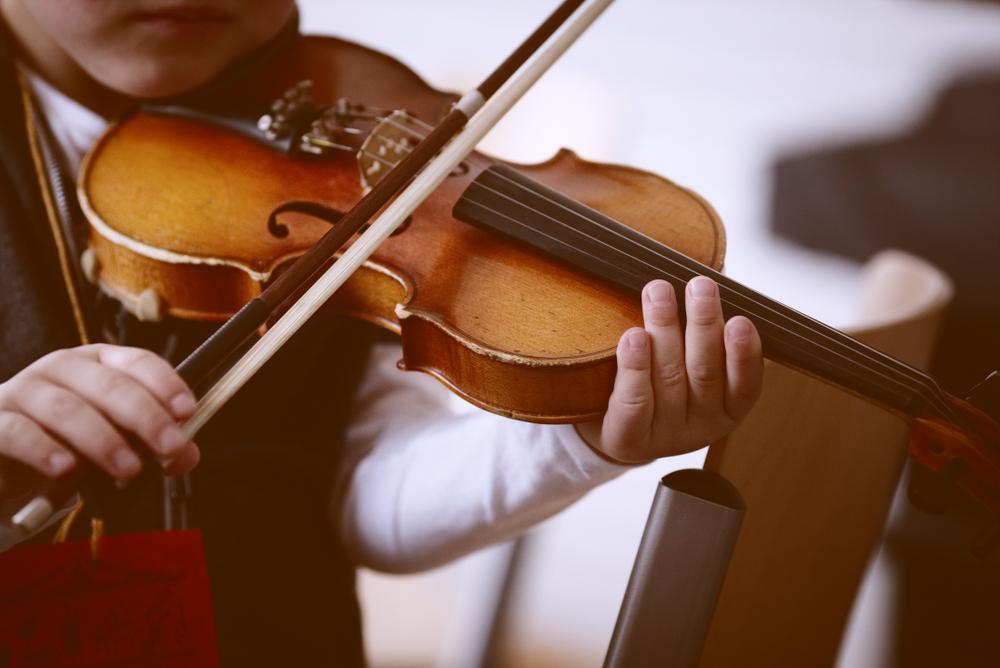 Виц: Синът свири на цигулка, кучето вие с него