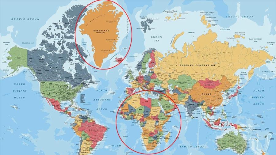 Гренландия е само 2,16 млн. кв км. Защо тогава изглежда толкова голяма на картите, колкото Африка?