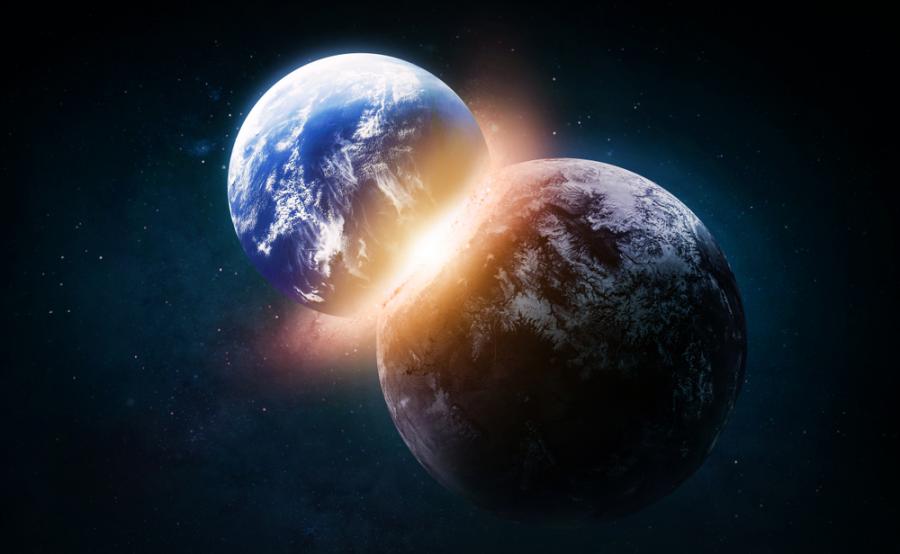 Сблъсъкът, образувал Луната, е спомогнал за образуването на живот на Земята