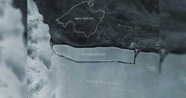 Гигантски айсберг с обща площ около 4320 кв. км. се