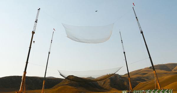 Скайдавърът Люк Айкинс стана първият човек скочил от самолет върху мрежа